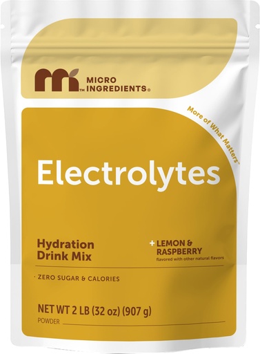 [BRSROFL6C4FWC3DZ] Micro Ingredients Electrolyte Powder, 2 lbs (139 Servings) | Lemon Raspberry Flavor | High Potassium (1,000mg) + Coconut Water & Real Lemon Juice | No Sugar, Keto Friendly | Non-GMO