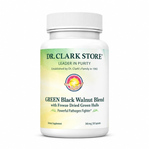 [BRSWIZQ2CMMQ4YDU] Dr Clark Green Black Walnut Blend - Freeze Dried Hull Dietary Supplement, Extra Strength Formula from All Natural Walnuts, Supports Healthy Intestinal Environment, 360mg, 50 Gelatin Capsules