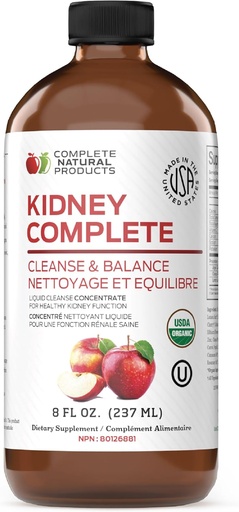 [BRSWGZQEAUJQI2AV] Complete Natural Products Kidney Complete - 8oz Organic Liquid for Kidney Support, Cleanse, and Detox with Apple Cider Vinegar, Lemon, & Organic Chanca Piedra.