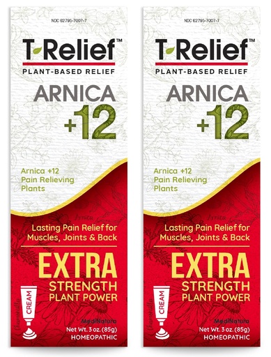 [BRSWYYYHC5YAMF3F] MediNatura T-Relief Extra Strength Cream Arnica +12 Natural Relieving Actives for Back Pain Joint Soreness Muscle Aches & Stiffness, Whole Body Fast Acting Relief for Women & Men - 3 oz (2 Pack)