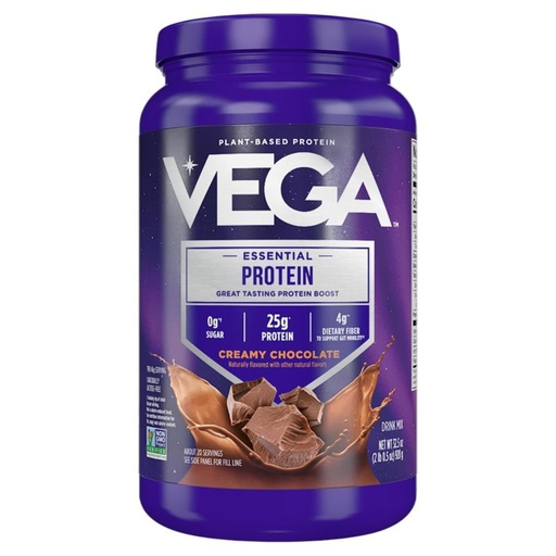 [BRSRMAAEBMBR6YD7] Vega Essential Protein – 25g Vegan Protein Powder, Rich Chocolate for a High Protein, Zero Sugar Shake – Large Tub, 32.5oz (20 Servings)
