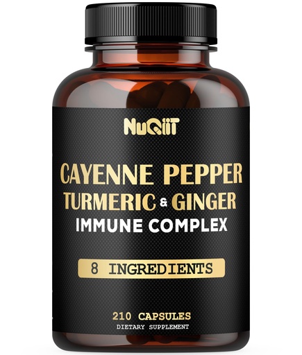 [BRSROHD7CIGRQEYV] 210 Pills - Cayenne Pepper Capsules Organic with Turmeric, Ginger, Immune Support Complex as Elderberry, Echinacea, Garlic Bulb - Digestion, Heart Health & Body Management