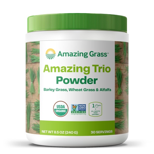 [BRSWIZQ5BEGWEF3K] Amazing Grass Greens Trio: Greens Powder with Wheatgrass, Alfalfa, & Barley Grass, Rich Source of Chlorophyll, 30 Servings