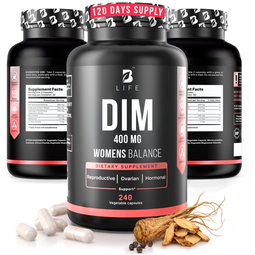[BRSROGAYPINAYGT2] B Life Company DIM Supplement 400 mg with Myo & D-Chiro Inositol, Dong Quai – Hormone Balance for Women – Fertility Supplements – Inositol Supplement - 240 Caps
