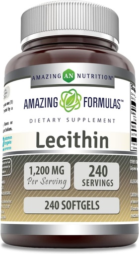 [BRSWKZLQCUHRGCI3] Amazing Formulas Lecithin 1200 Mg | Softgels Supplement | Non-GMO | Gluteenivaba | Made in USA (1 Pack | 240 Count)