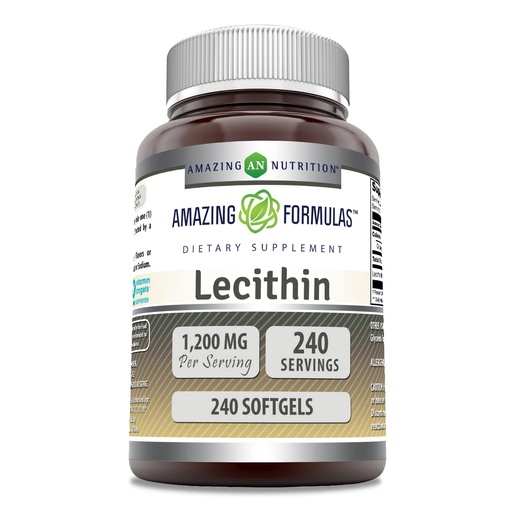[BRSWKZLQCUHRGCI3] Amazing Formulas Lecithin 1200 Mg | Softgels Supplement | Non-GMO | Gluten-Free | Made in USA (1 Pack | 240 Count)