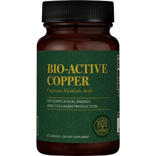 [BRSW2FQTDINBUFI6] Global Healing Bio-Active Copper Supplement Cu1 - Cuprous Nicotinic Acid Helps Detox Body from Within - Supports Immune System & Red Blood Cell - Niacin Vitamin B3 Chelated Copper - 30 Capsules