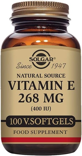 [BRSWIYT3PMDR43T4] Solgar Vitamin E 268 mg (400 IU), 100 Vegetarian Softgels - Natural Antioxidant, Skin & Immune System Support - Naturally-Sourced Vitamin E - Non-GMO, Vegan, Gluten Free, Dairy Free - 100 Servings