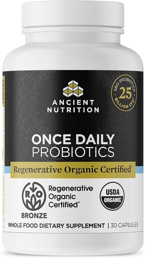 [BRSROZIBBB5GAFIU] Ancient Nutrition Regenerative Organic Certified Probiotics, Daily Probiotics Once Daily, Healthy Digestion and Immune System Function Support, 25 Billion CFUs* Per Serving, 30 Count