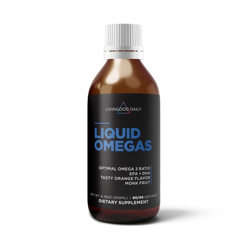 [BRSROZQ7OF6WCGTO] Livingood Daily Liquid Omega 3 Fish Oil, EPA & DHA Supplement with Monk Fruit & Orange Flavor, Supports Heart, Joint & Brain Health, Fish Oil for Men & Women, Non GMO, Gluten Free, 200 ML, 40 Servings