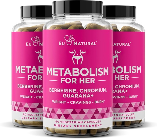 [BRSRAFATBB7RA3LZ] Metabolism for Her 3-pack Bundle - Weight Loss Pills for Women - Appetite Suppressant, Fat Burner, Metabolism Booster - Combat Cravings & Lose Belly Fat - Berberine, Chromium Picolinate & Guarana