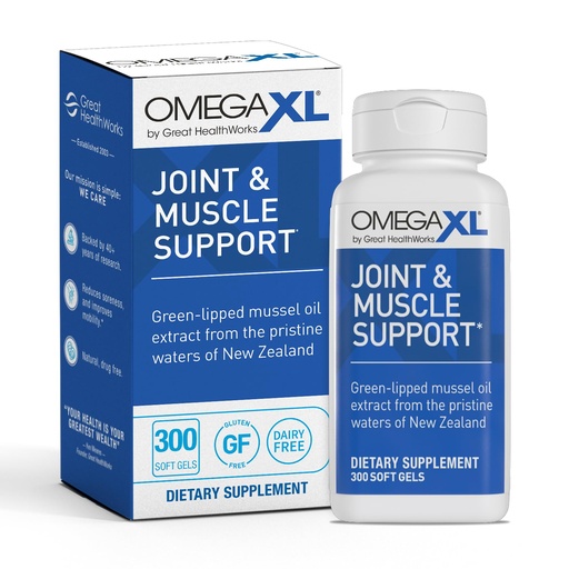 [BRSWIHQIPMGQMDDK] OmegaXL Joint Support Supplement - Natural Muscle Support, Green Lipped Mussel Oil, Soft Gel Pills, Drug-Free, 300 Count