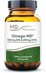 [BRSREZD2BANAMH37] MD Prescriptives Omega MD Supplement - 500 EPA & 250 DHA Omega 3 Fish Oil - Supports Brain Health & Joints* - No Fishy Smell - 60 Softgels