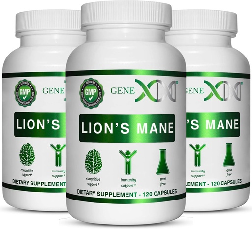 [BRSROGINCMIGCDQ4] Genex Formulas Lions Mane Täiendus 100% Lions Mane ekstrakt (3 Pack) - Nootropics Brain Support Supplement aju Boost, fookus, vaimne selgus, loodusenergia, 1000mg / serveerimine - (360 kapslit)