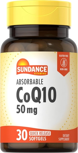 [BRSWICAPBQNAA33E] Sundance CoQ10 50mg | 30 Absorbable Softgels | Non-GMO and Gluten Free Supplement