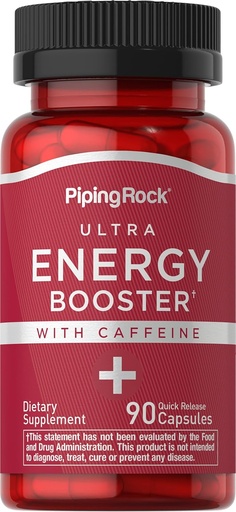 [BRSWIHQFB4IAYDDY] Piping Rock Energy Supplement mit Koffein | 90 Kapseln | Quick Release Energy Booster Pills | Non-GMO, Gluten Free Formula