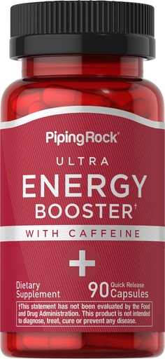 [BRSWIHQFB4IAYDDY] Piping Rock Energy Supplement with Caffeine | 90 Capsules | Quick Release Energy Booster Pills | Non-GMO, Gluten Free Formula