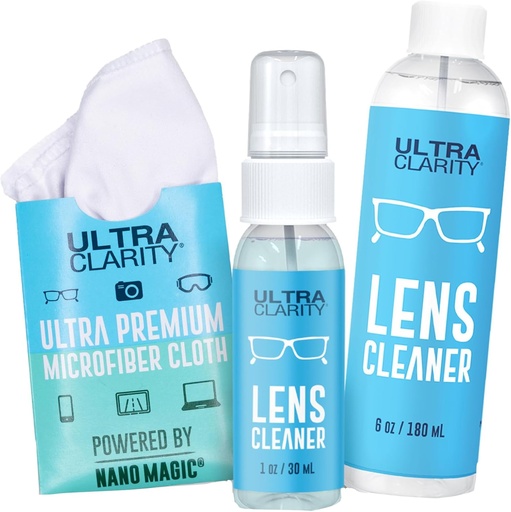 [BRSWIZ3YCIHQOGTE] Alimentado por Nano Magic Eyeglass Lens Cleaning Spray Pacote de valor de 7 onças, Spray de 1 oz, Refil de 6 oz, Cloth de microfibra, para óculos, telefone, telas eletrônicas, superfícies ópticas, superfícies revestidas