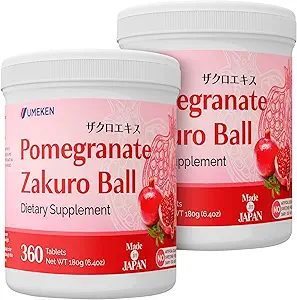 [BRSWKHYYA4BA2CA7] Umeken Pomegranate Balls, Chewable Supplement with Natural Vitamins, Minerals, Citric Acids & Tannins, Japanese Pomegranate Supplements for Women, 4 Month Supply, 360 Count Bottle, Pack of 2