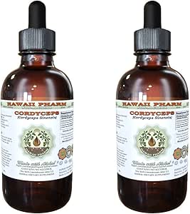 [BRSWKEYHOV4WCH3Y] Cordyceps Alcohol-Free Liquid Extract, Cordyceps (Cordyceps Sinensis) Mushroom Glycerite Hawaii Pharm Natural Herbal Supplement 2x4 oz