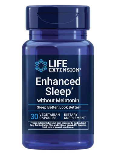 [BRSWIZQYBFYR62TG] Life Extension Enhanced Sleep Without Melatonin, ashwagandha, amla, Casein Milk peptides, melatonin-Free Supplement for Sleep & Stress Support, Gluten-Free, Non-GMO, Vegetarian, 30 Capsules
