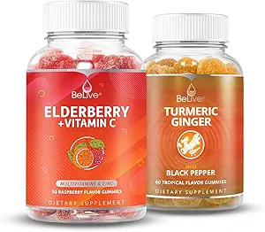 [BRSWYEA3OUNGYALU] BeLive Elderberry Vitamin C + Turmeric Bundle for Immune Support, Mobility Support, Healthy Bones & Teeth