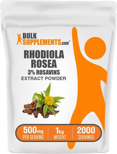 [BRSWIFI6OICWKAA5] BulkSupplements.com Rhodiola Rosea Extract - 3% Rosavin, Rhodiola Extract - Rhodiola Root Extract, Rhodiola Supplement - Vegan & Gluten Free, 500mg per Serving, 1kg (2.2 lbs) (Pack of 1)