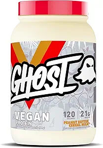 [BRSWGFI3PIOWOFL6] GHOST VEGAN Protein Powder, Peanut Butter Cereal Milk - 2lb, 20g of Protein - Plant-Based Pea & Organic Pumpkin Protein - ­Post Workout & Nutrition Shakes, Smoothies, & Baking - Soy & Gluten-Free