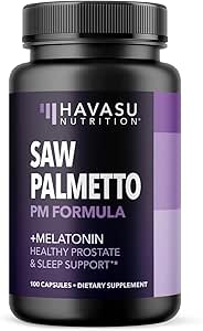 [BRSWGHATOICQOF3Z] Saw Palmetto PM for Men with Melatonin 3mg - Night Time Prostate Health Supplement for Bladder and Sleep Support - Reduce Urinary Frequency - 100 Count - Vegan, Non-GMO Capsules - Over 3 Month Supply