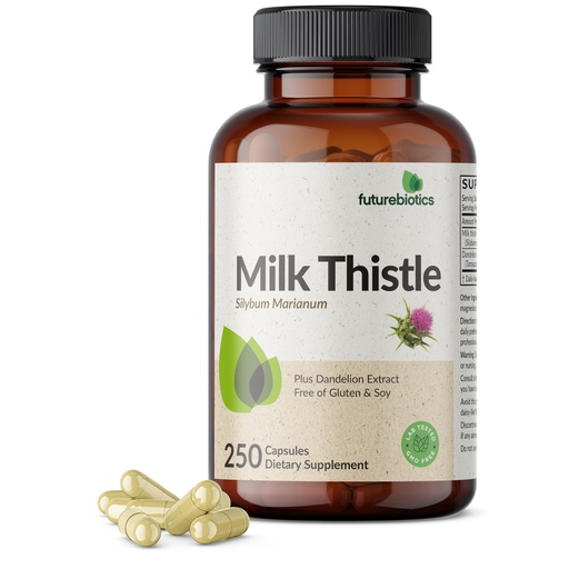[BRSROBL7CJ6QE3D2] Futurebiotics Milk Thistle Silymarin Marianum & Dandelion Extract Liver Health Support, Antioxidant Support, Detox, 250 Capsules