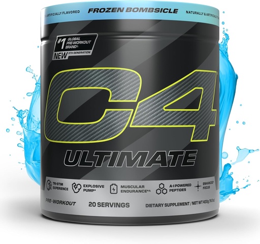 [BRSROCD6OB5B4EYU] Cellucor C4 Ultimate Pre Workout Pulber - Suhkruvaba Preworkout Energialisa meestele ja naistele - 300mg Kofeiin + teekriin + Dünaamiin + Kreatiin - Külmutatud Bombsicle, 20 Servings