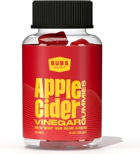 [BRSWYAD7BN4AI2T2] BUBS Naturals Apfel Apfel Apfelessig Gummie mit der Mutter, Alle natürlichen Vegan ACV Gummy Vitamine, unterstützt Detox, Digestion & Energy Booster mit B Vitamine, 60 Zähler