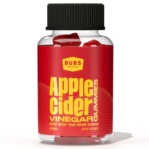 [BRSWYAD7BN4AI2T2] BUBS Naturals Apple Cider Vinegar Gummies with The Mother, All Natural Vegan ACV Gummy Vitamins, Supports Detox, Digestion & Energy Booster with B Vitamins, 60 Count