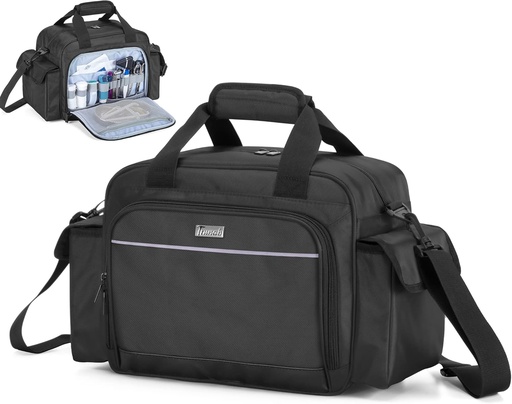 [BRSWYAT3OR5QMELL] Trunab Home Health Nurse Bag Empty, Portable Medical Supplies Shoulder Bag for Hospice, Home Visit, Hospital Interns, Black, Bag Only