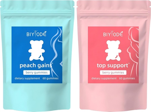 [BRSRAGQTBEIROEQV] BIYODE Berry Gummies Combo Pack - Bum & Chest Support Gummies for Women, Workout Aid - Women's Support Supplement - Berry Flavored - Essential Herbs - Multivitamins Dietary Fitness, 120 Gummies