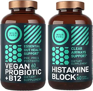 [BRSROCAPPMFQIFA6] WILD FUEL Histamine Block Supplements and Vegan Probiotic Plus B12 Allergy Support and Digestive Health Bundle