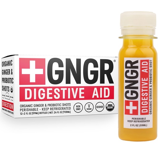 [BRSWYBAPPMNQ2G3L] +GNGR Digestive Aid – Organic Ginger Shot with Turmeric & Black Pepper. High-Absorption Curcumin with Probiotics for Immune, Digestive & Gut Health. Cold-Pressed Ginger Shots. 2 fl oz Bottles (Pack of 12).