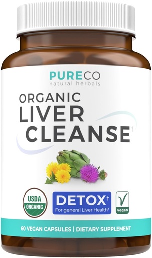 [BRSWKGL3OAIBY2D2] Organic Liver Cleanse Detox & Repair (Vegan, Non-GMO) Extracto de cardo de leite (80% Silymarin), raíz Dandelion, follas de artichoke, dock amarelo - Suplemento de apoio á saúde do fígado - 60 cápsulas (Non pílulas)
