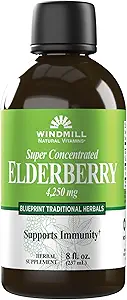 [BRSWYZL2DEJWOFYV] Windmill Natural Vitamins Super Concentrated Black Elderberry, Supports Immune System, Rich in Antioxidants, 8 Fl Oz