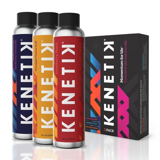 [BRSROZQOOYFWAADK] KENETIK Caffeine-Free Focus Concentrate – Brain Fuel for Mental Clarity Cognitive Endurance, Sugar-Free, Bioidentical Ketones (D-BHB), 4oz (4 Servings) – 3 Pack, Variety