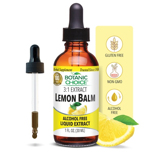 [BRSWIYYMBZ5QCCYZ] Botanic Choice Lemon Balm Liquid Extract, Alcohol Free, Gluten Free-Traditional Support for Tranquility-Fast Acting 1 Fluid Oz