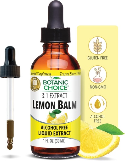 [BRSWIYYMBZ5QCCYZ] Botanic Choice Lemon Balm Liquid Extract, Alcohol Free, Gluten Free-Traditional Support for Tranquility-Fast Acting 1 Fluid Oz