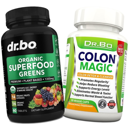 [BRSRMHQYOYBQOF3V] Organic Superfood Greens & Fruit Supplements - Colon Cleanse Detox Formula for Intestinal Bloating - Green Veggie Powder Blend Vegetable Foods & Constipation Relief Supplement Gut, Belly, Stomach