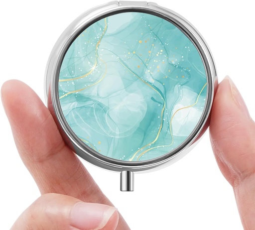 [BRSRA2YBOICGEE37] Mini Pill Box, Small Pill Box, Portable Pill Box, Cute Pill Organizer for Vitamins, Medications, Fish Oil and Supplements (Beautiful Marble)