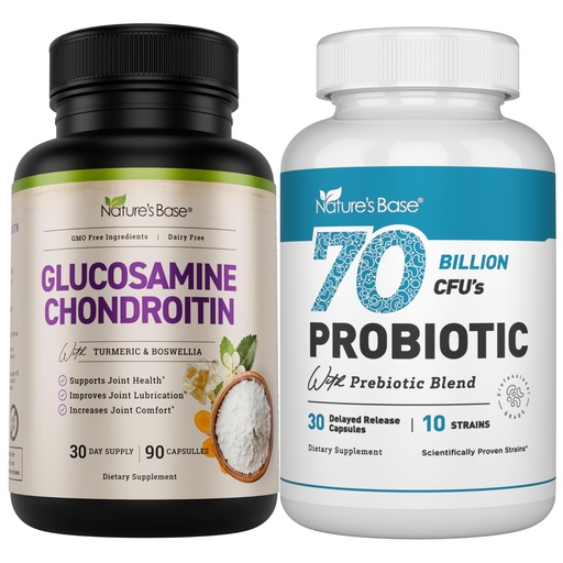 [BRSRABT6BAFQ2DY7] Nature's Base Glucosamine Chondroitin + Probiotics 70 Billion CFU