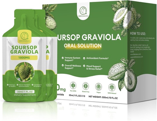 [BRSRA2TYOYPRQFDO] Soursop Graviola Oral Liquid 10 FL.OZ, High Absorption Soursop Bitters Drink for Women & Men, Fresh Graviola Fruit Extract for Cell* Regeneration, Immune & Antioxidant Support, Pineapple Flavor