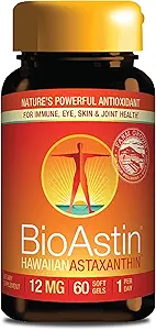 [BRSW2ZIPOUDR433O] Nutrex Hawaii BioAstin Hawaiian Astaxanthin - 12mg, 60 Softgels - Farm-Direct Premium Antioxidant Supplement to Support Eye, Skin, Joint & Immune System Health - Non-GMO & Gluten-Free