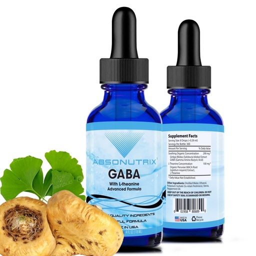 [BRSRAYADOUPRAE35] GABA with L-Theanine 290 mg, 4 Oz Liquid, 300 Servings, Made in USA, Quick Absorption, Quality Potent Ingredients, Non-GMO, GMP Certified Facility, Cruelty-Free Products