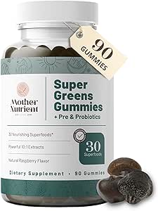 [BRSW2HQHOQMBYDLF] Super Greens Gummies for Women, Adults - with Prebiotics & Probiotics, Not 8, but 30 Powerful Greens Superfoods - Multivitamin Veggie Chewables (90 Gummies)