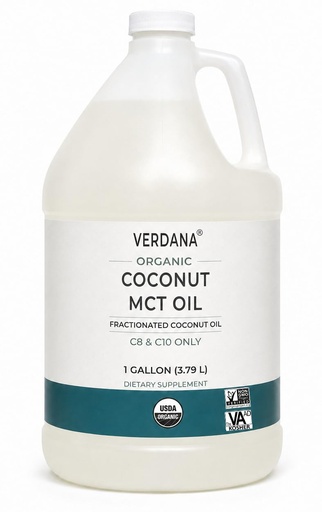 [BRSWGGI5BMPRSADL] Verdana USDA Certified Organic Coconut MCT Oil –Fractionated Coconut Oil – No Palm Kernel Used – Kosher, Food Grade, Non-GMO – Great for Keto and Paleo Diets – 1Gallon